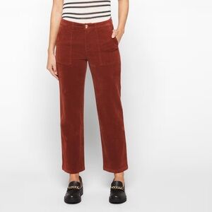 Tribal William High Rise Corduroy Rust Brown Fly Front Straight Ankle Pants